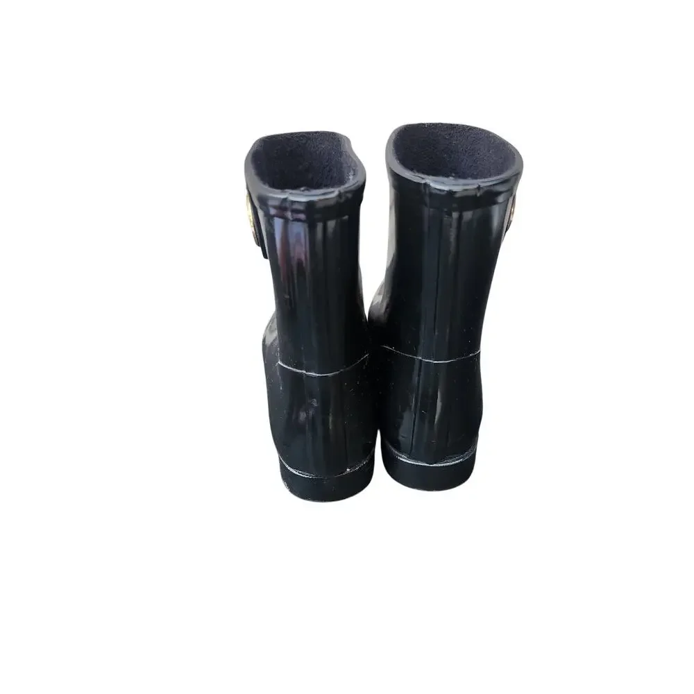 Michael Kors Benji Logo Rain Boots Glossy Black Waterproof Women's Size 8
